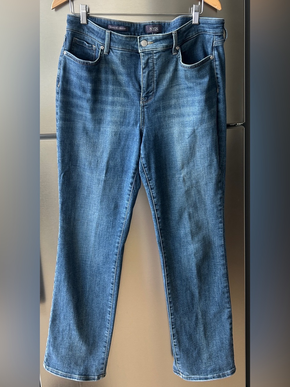 NYDJ Marilyn Straight Lift Tuck Jeans Size 14 Medium Wash Denim